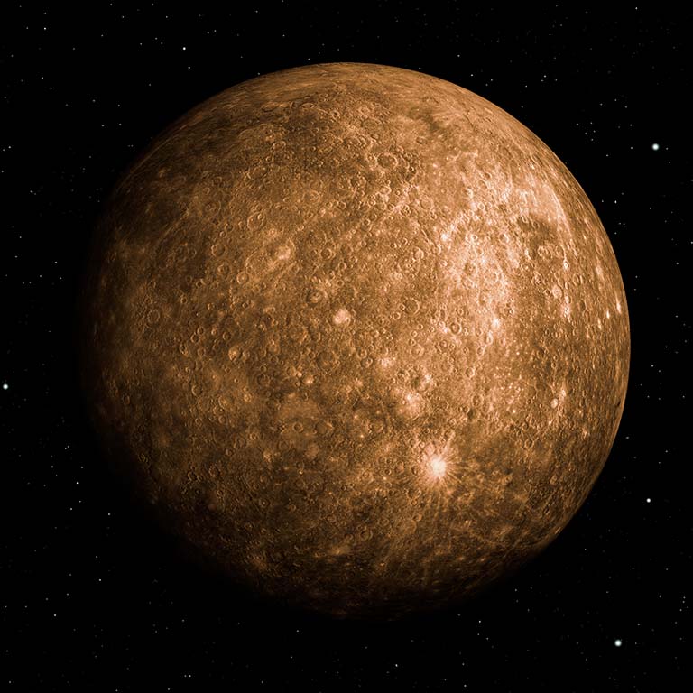3d rendering of Mercury planet with deep space background. Surface texture furnished by NASA.